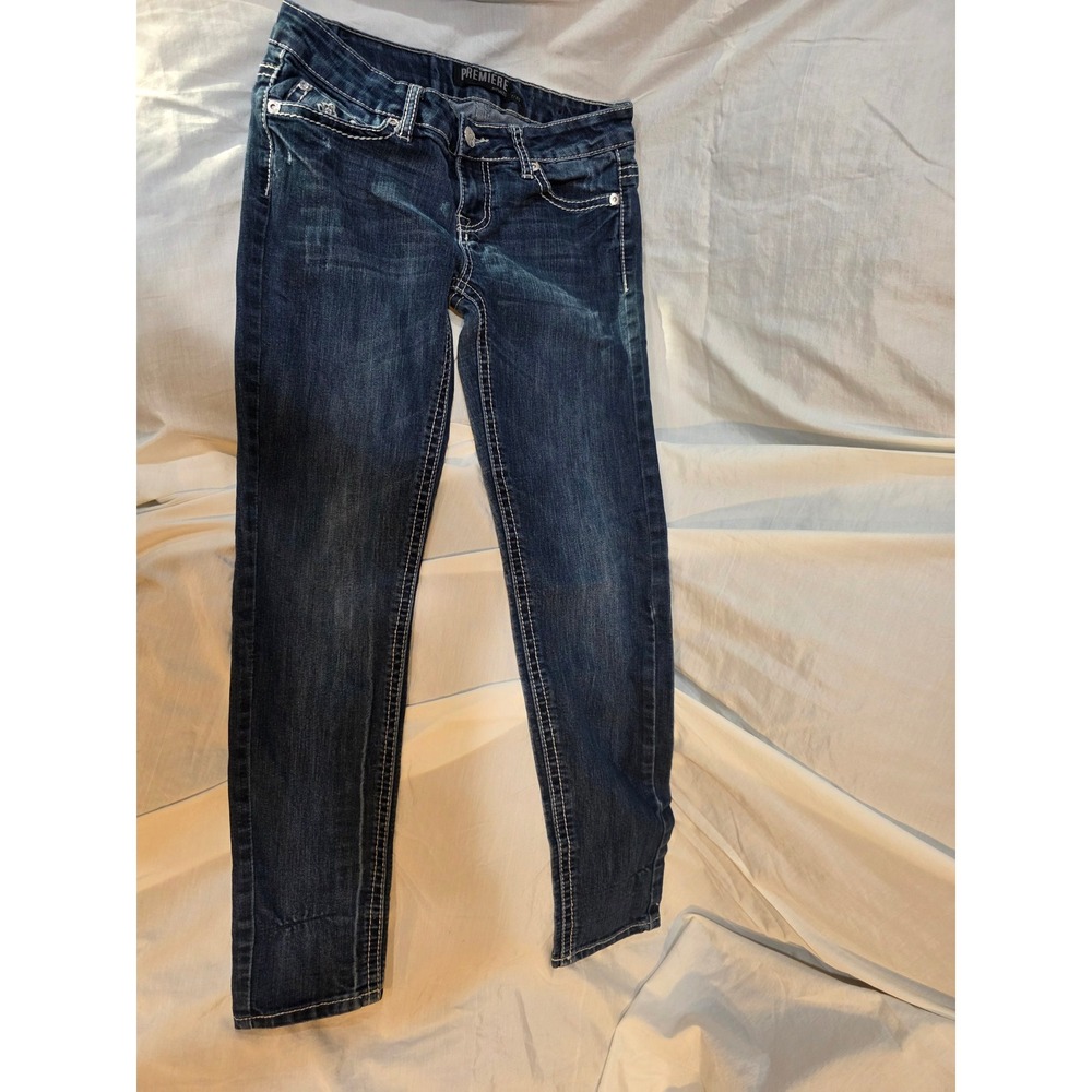 Rue21 Premiere Skinny Jeans Dark Wash Rhinestone Embellished 30x28